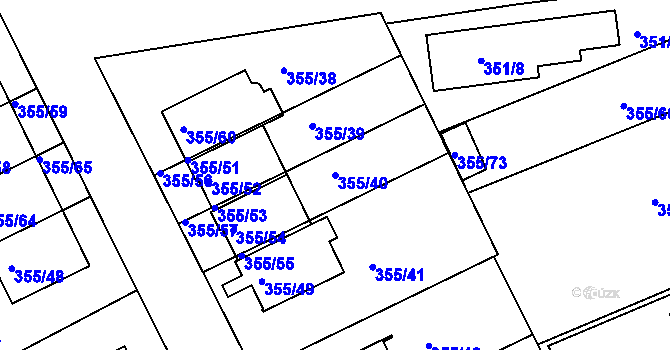 Parcela st. 355/40 v KÚ Koterov, Katastrální mapa