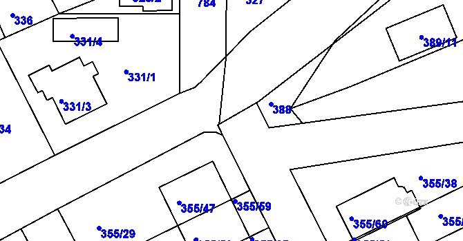 Parcela st. 355/62 v KÚ Koterov, Katastrální mapa