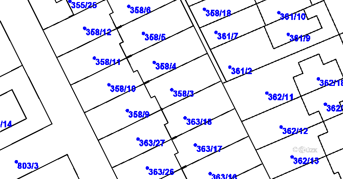 Parcela st. 358/3 v KÚ Koterov, Katastrální mapa