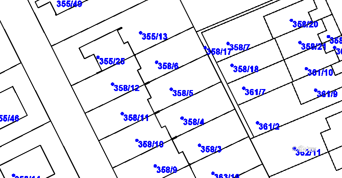 Parcela st. 358/5 v KÚ Koterov, Katastrální mapa