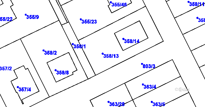 Parcela st. 358/13 v KÚ Koterov, Katastrální mapa