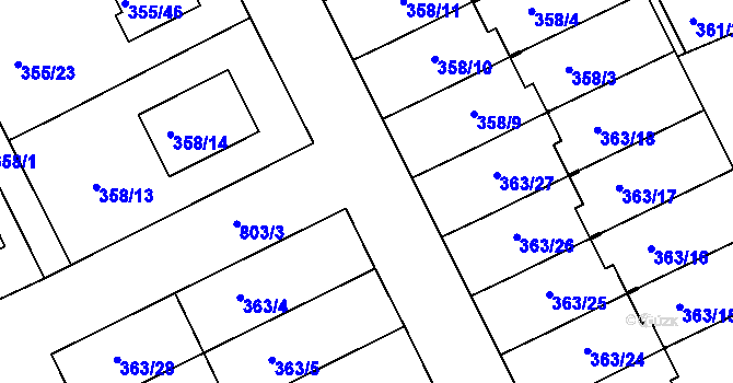 Parcela st. 363/19 v KÚ Koterov, Katastrální mapa