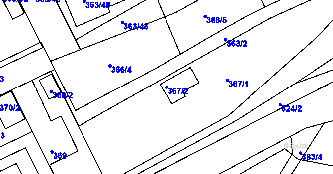 Parcela st. 367/2 v KÚ Koterov, Katastrální mapa