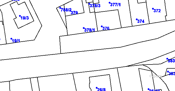 Parcela st. 381/2 v KÚ Koterov, Katastrální mapa