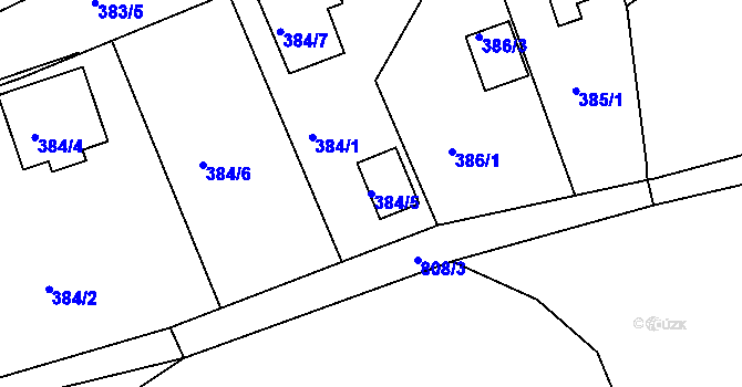 Parcela st. 384/5 v KÚ Koterov, Katastrální mapa
