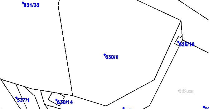 Parcela st. 630/1 v KÚ Koterov, Katastrální mapa