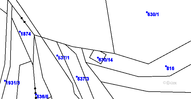 Parcela st. 630/11 v KÚ Koterov, Katastrální mapa