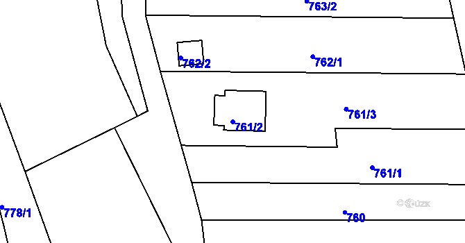 Parcela st. 761/2 v KÚ Koterov, Katastrální mapa