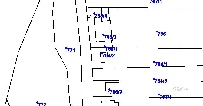 Parcela st. 764/2 v KÚ Koterov, Katastrální mapa