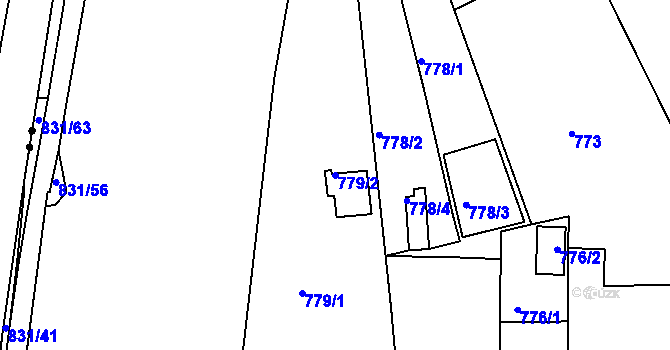 Parcela st. 779/2 v KÚ Koterov, Katastrální mapa