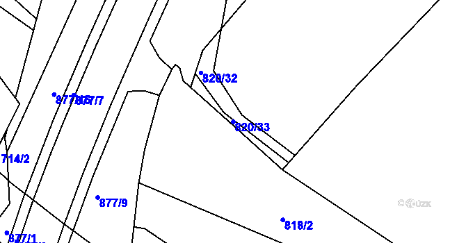 Parcela st. 820/33 v KÚ Koterov, Katastrální mapa