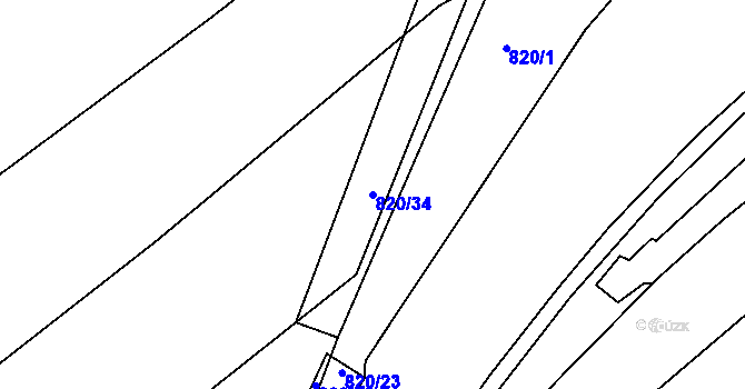 Parcela st. 820/34 v KÚ Koterov, Katastrální mapa