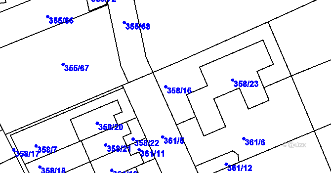 Parcela st. 358/16 v KÚ Koterov, Katastrální mapa