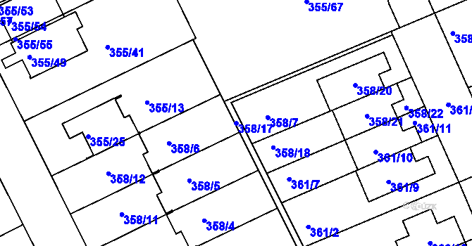 Parcela st. 358/17 v KÚ Koterov, Katastrální mapa