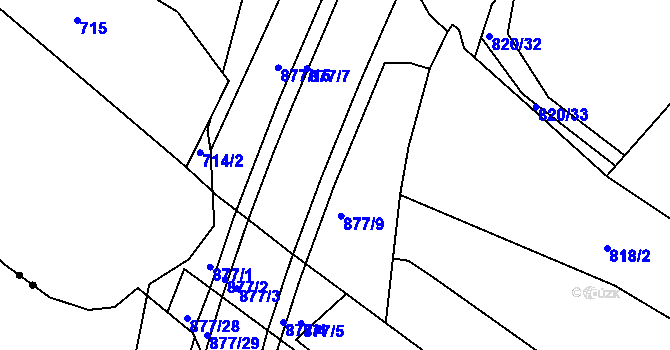 Parcela st. 877/8 v KÚ Koterov, Katastrální mapa