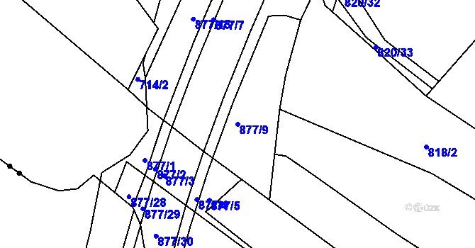Parcela st. 877/9 v KÚ Koterov, Katastrální mapa