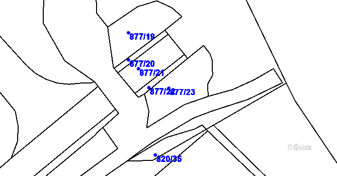 Parcela st. 877/23 v KÚ Koterov, Katastrální mapa