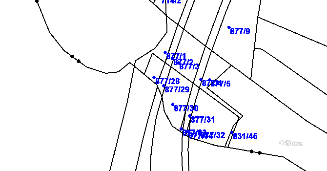 Parcela st. 877/29 v KÚ Koterov, Katastrální mapa