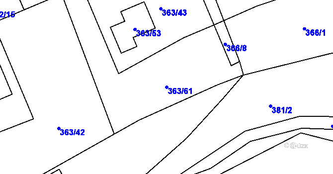 Parcela st. 363/61 v KÚ Koterov, Katastrální mapa