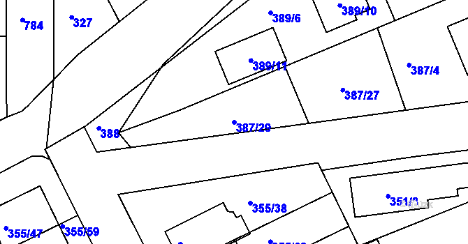 Parcela st. 387/29 v KÚ Koterov, Katastrální mapa