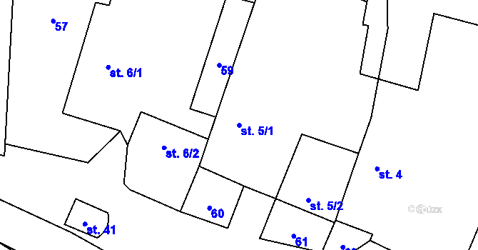Parcela st. 5/1 v KÚ Kotlasy, Katastrální mapa