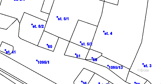 Parcela st. 5/2 v KÚ Kotlasy, Katastrální mapa