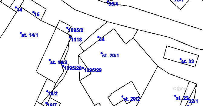 Parcela st. 20/1 v KÚ Kotlasy, Katastrální mapa