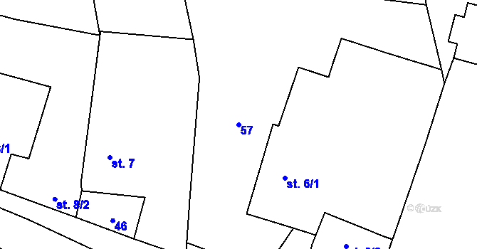 Parcela st. 57 v KÚ Kotlasy, Katastrální mapa