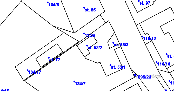 Parcela st. 53/2 v KÚ Kotlasy, Katastrální mapa