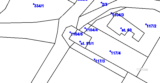 Parcela st. 81/1 v KÚ Kotlasy, Katastrální mapa