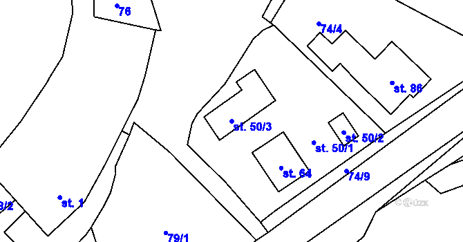 Parcela st. 50/3 v KÚ Kotlasy, Katastrální mapa