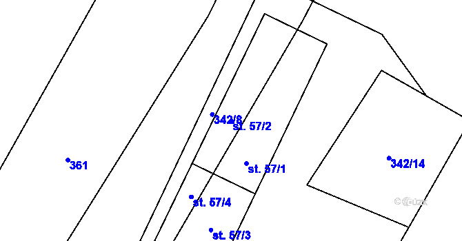 Parcela st. 57/2 v KÚ Kotlasy, Katastrální mapa