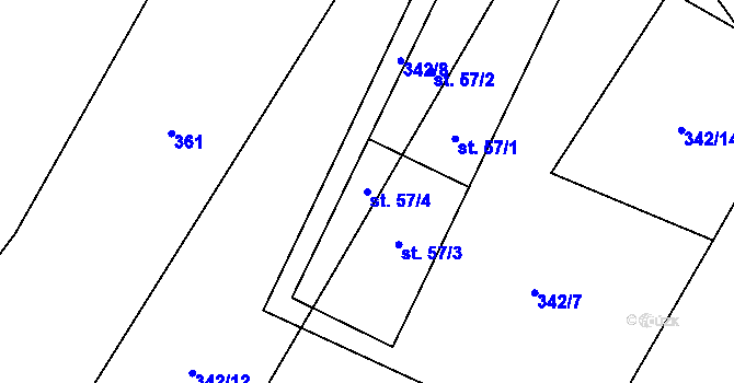 Parcela st. 57/4 v KÚ Kotlasy, Katastrální mapa