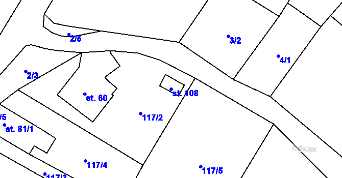 Parcela st. 108 v KÚ Kotlasy, Katastrální mapa