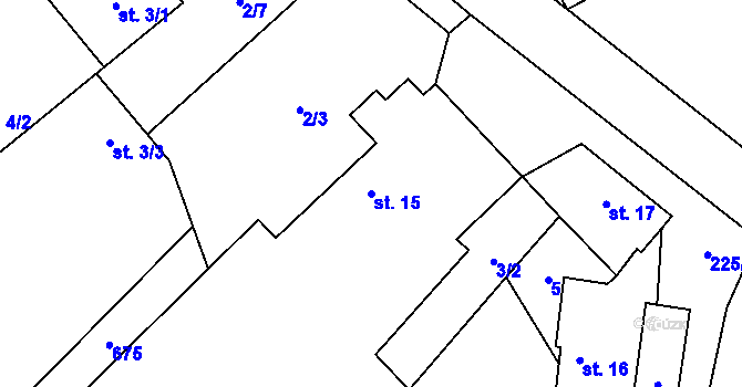 Parcela st. 15 v KÚ Kotopeky, Katastrální mapa