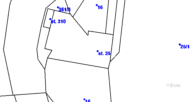 Parcela st. 25 v KÚ Kotopeky, Katastrální mapa