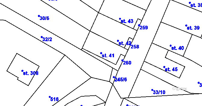 Parcela st. 41 v KÚ Kotopeky, Katastrální mapa