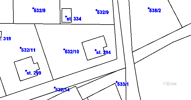 Parcela st. 294 v KÚ Kotopeky, Katastrální mapa