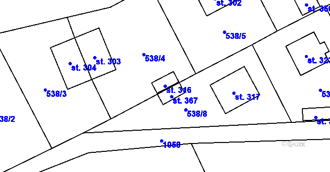 Parcela st. 316 v KÚ Kotopeky, Katastrální mapa