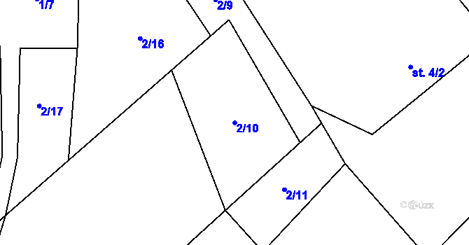 Parcela st. 2/10 v KÚ Kotopeky, Katastrální mapa