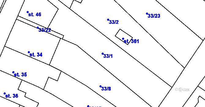 Parcela st. 33/1 v KÚ Kotopeky, Katastrální mapa