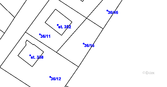 Parcela st. 36/15 v KÚ Kotopeky, Katastrální mapa
