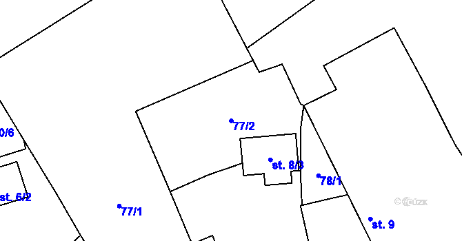 Parcela st. 77/2 v KÚ Kotopeky, Katastrální mapa