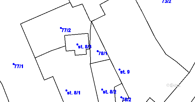 Parcela st. 78/1 v KÚ Kotopeky, Katastrální mapa