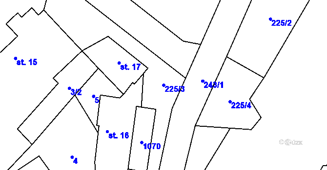 Parcela st. 225/3 v KÚ Kotopeky, Katastrální mapa