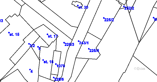 Parcela st. 243/1 v KÚ Kotopeky, Katastrální mapa