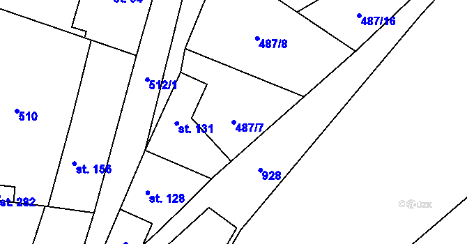 Parcela st. 487/7 v KÚ Kotopeky, Katastrální mapa