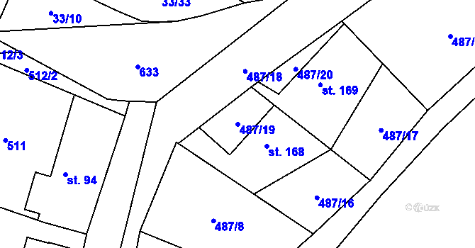 Parcela st. 487/19 v KÚ Kotopeky, Katastrální mapa