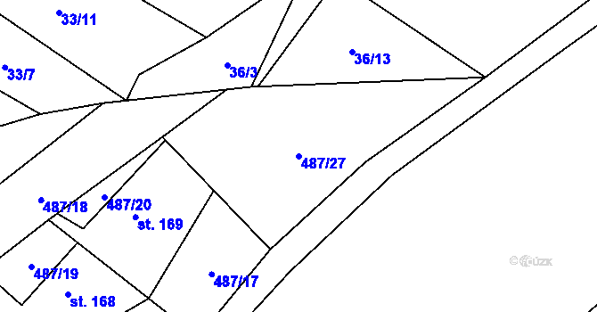 Parcela st. 487/27 v KÚ Kotopeky, Katastrální mapa