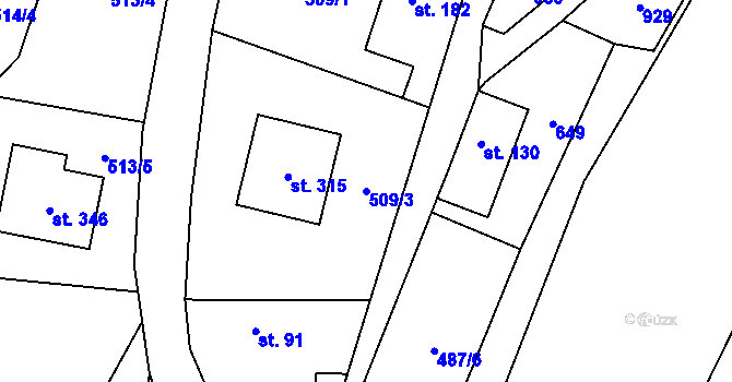 Parcela st. 509/3 v KÚ Kotopeky, Katastrální mapa